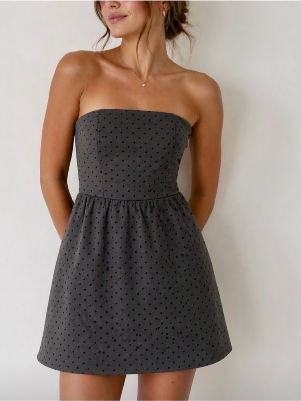 GAP Strapless Black Polka Dot Fit & Flare Dress